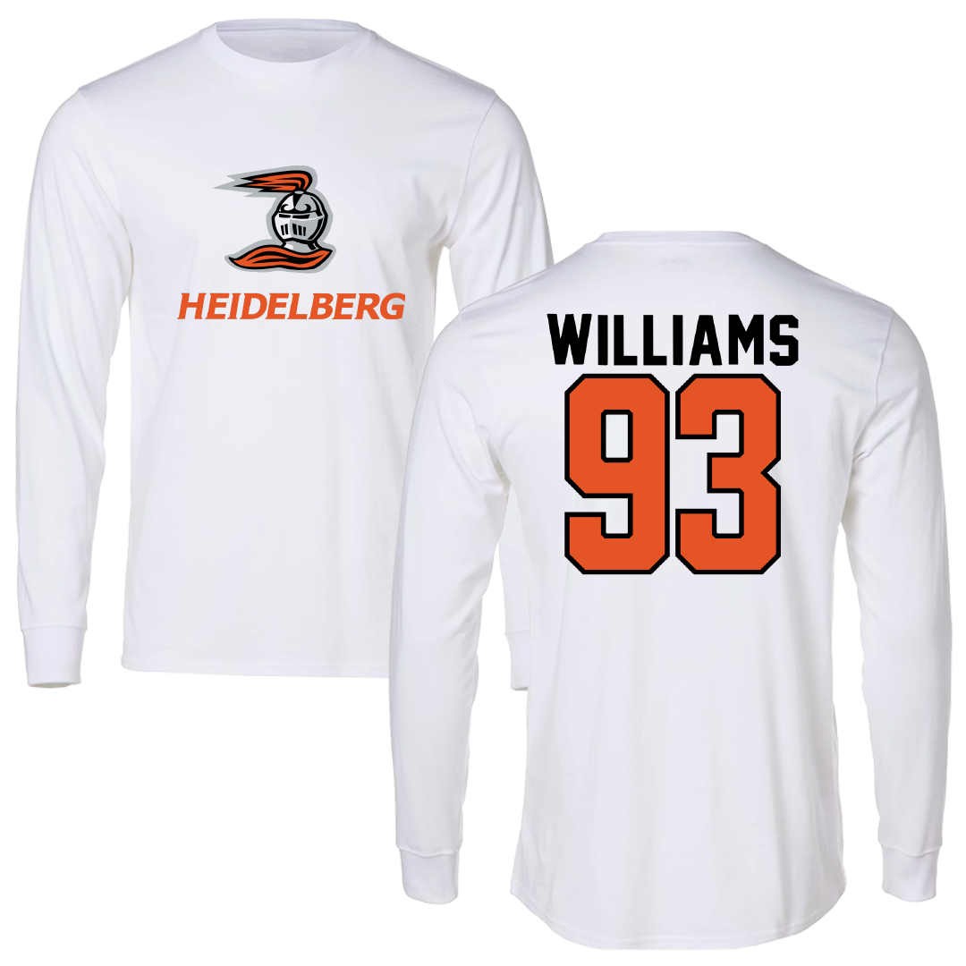 Heidelberg University Football White Performance Long Sleeve - #93 Michael Williams