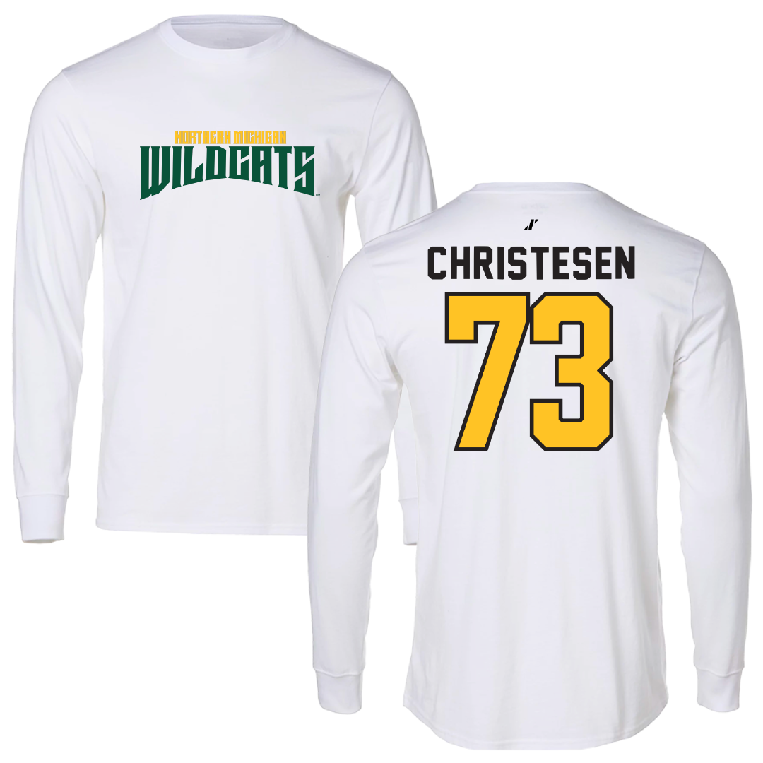 Northern Michigan University Football White Classic Long Sleeve - #73 Charlie Christesen