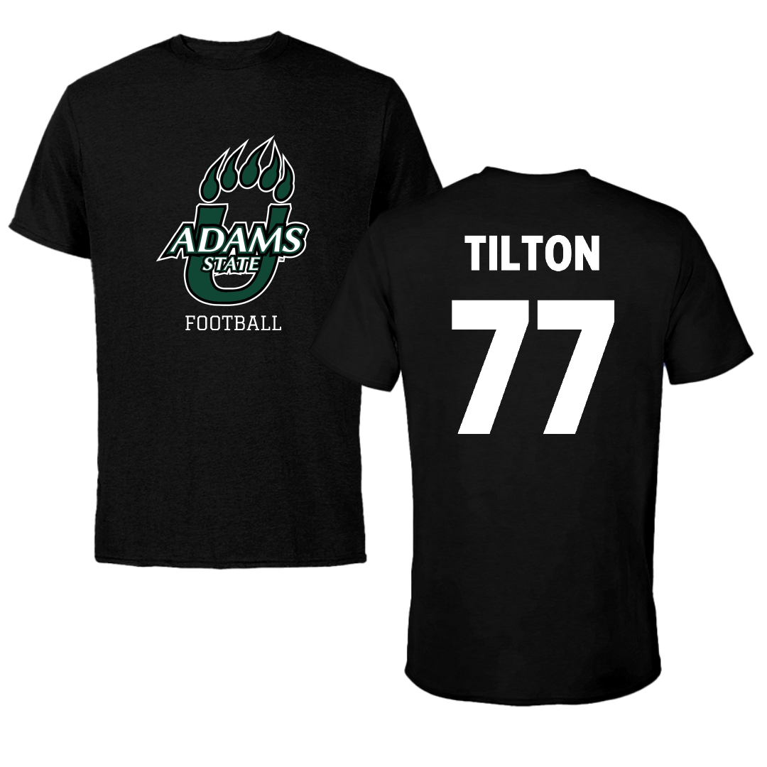 Adams State University Football Black State Performance Tee - #77 Wyatt Tilton