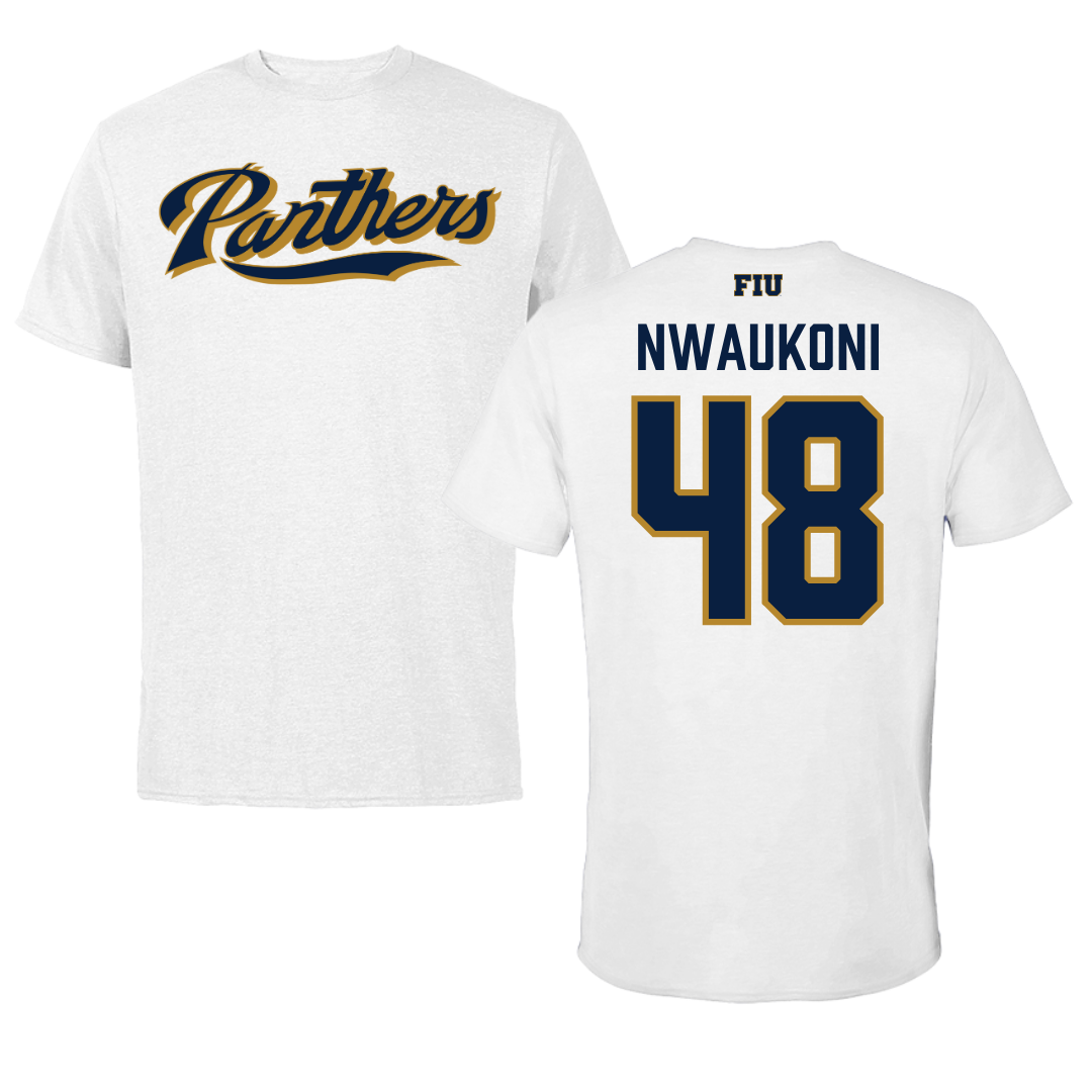 Florida International University Football White Performance Tee - #48 Richard Nwaukoni