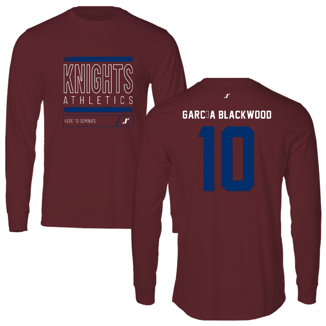 Fairleigh Dickinson University-Metropolitan Campus Basketball Maroon Dominate Long Sleeve - #10 Dominique García Blackwood