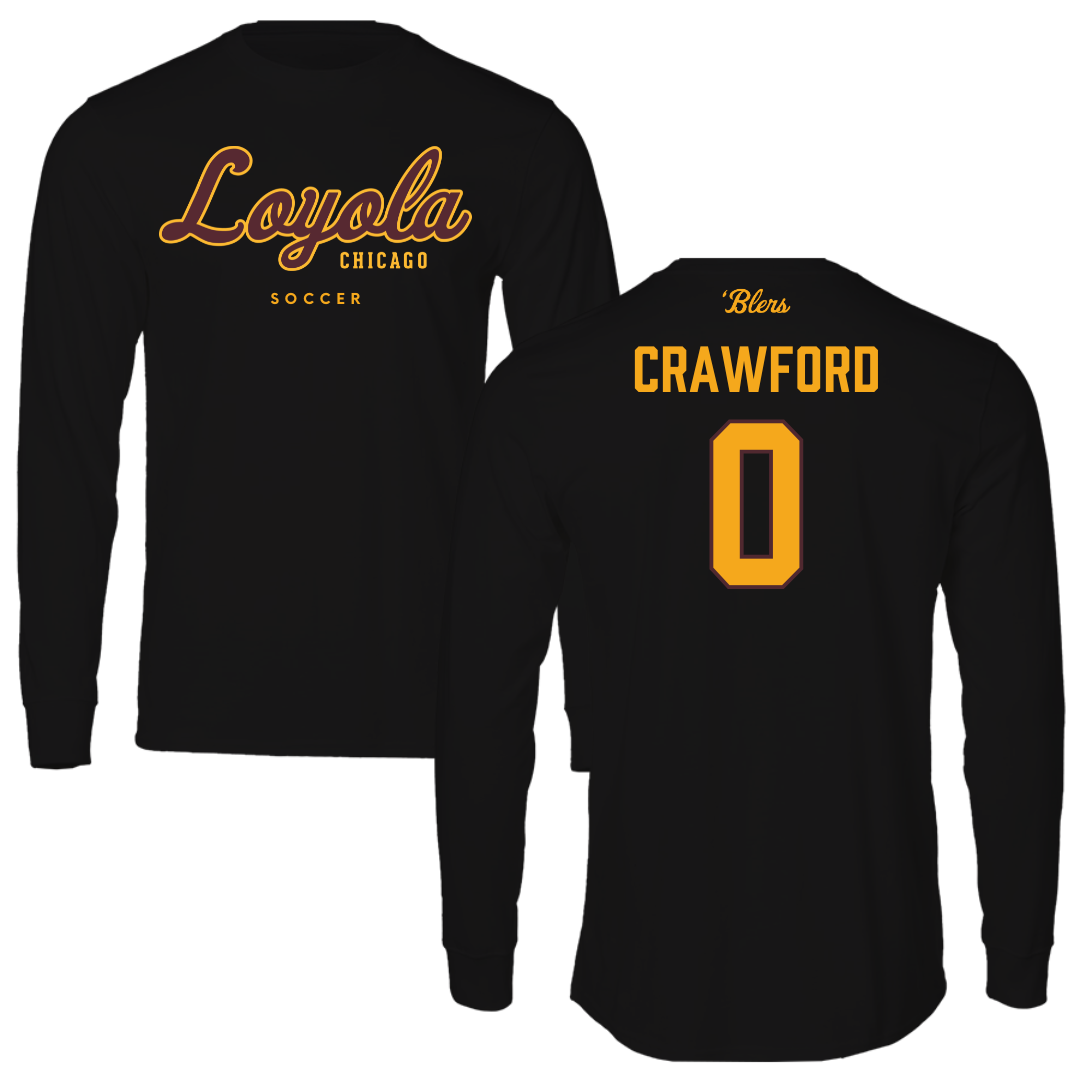 Loyola University-Chicago Soccer Black Performance Long Sleeve - #0 Aidan Crawford