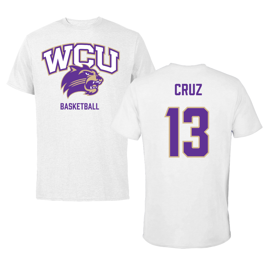 Western Carolina University Basketball White Tee - #13 Zanoria Cruz
