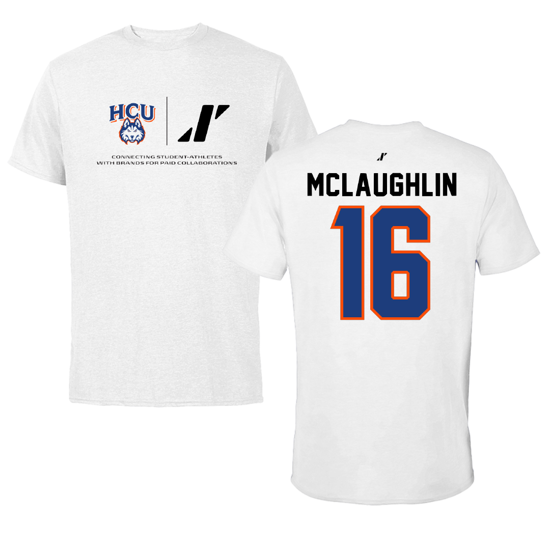 Houston Christian University Volleyball White Rally Performance Tee - #16 Grace McLaughlin
