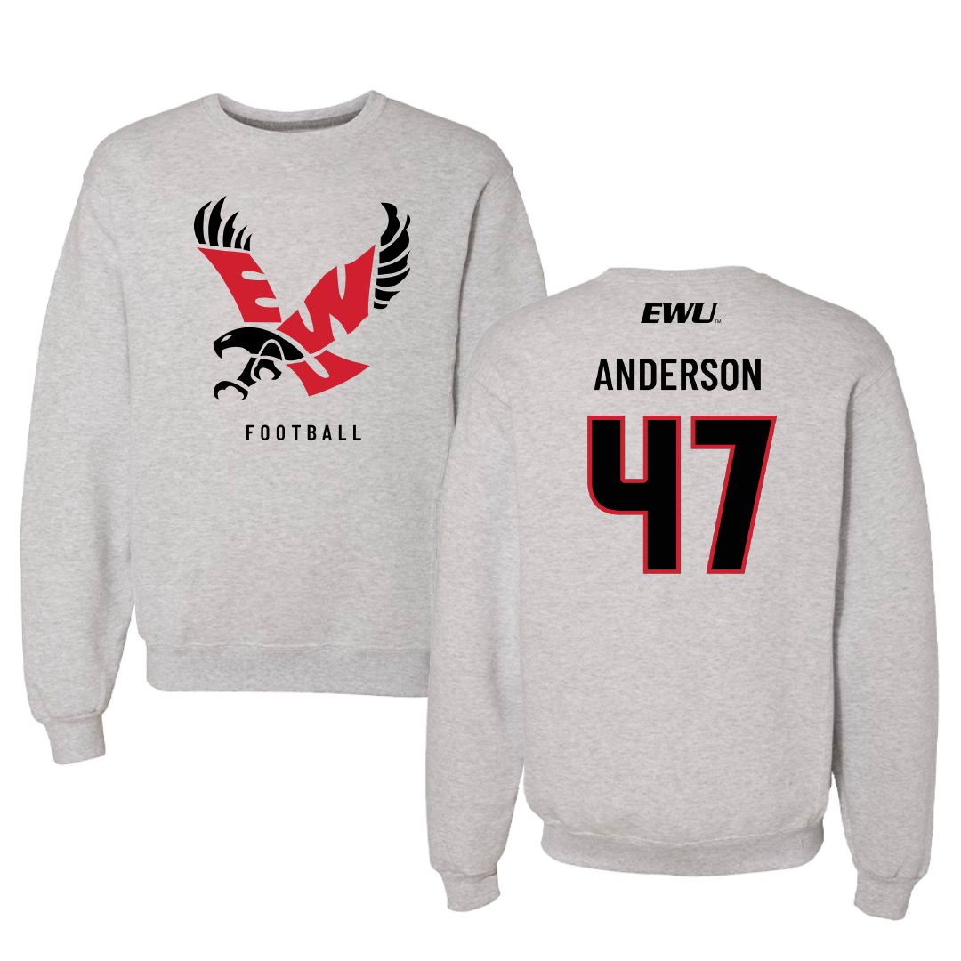 Eastern Washington University Football Gray Crewneck - #47 Samarai Anderson
