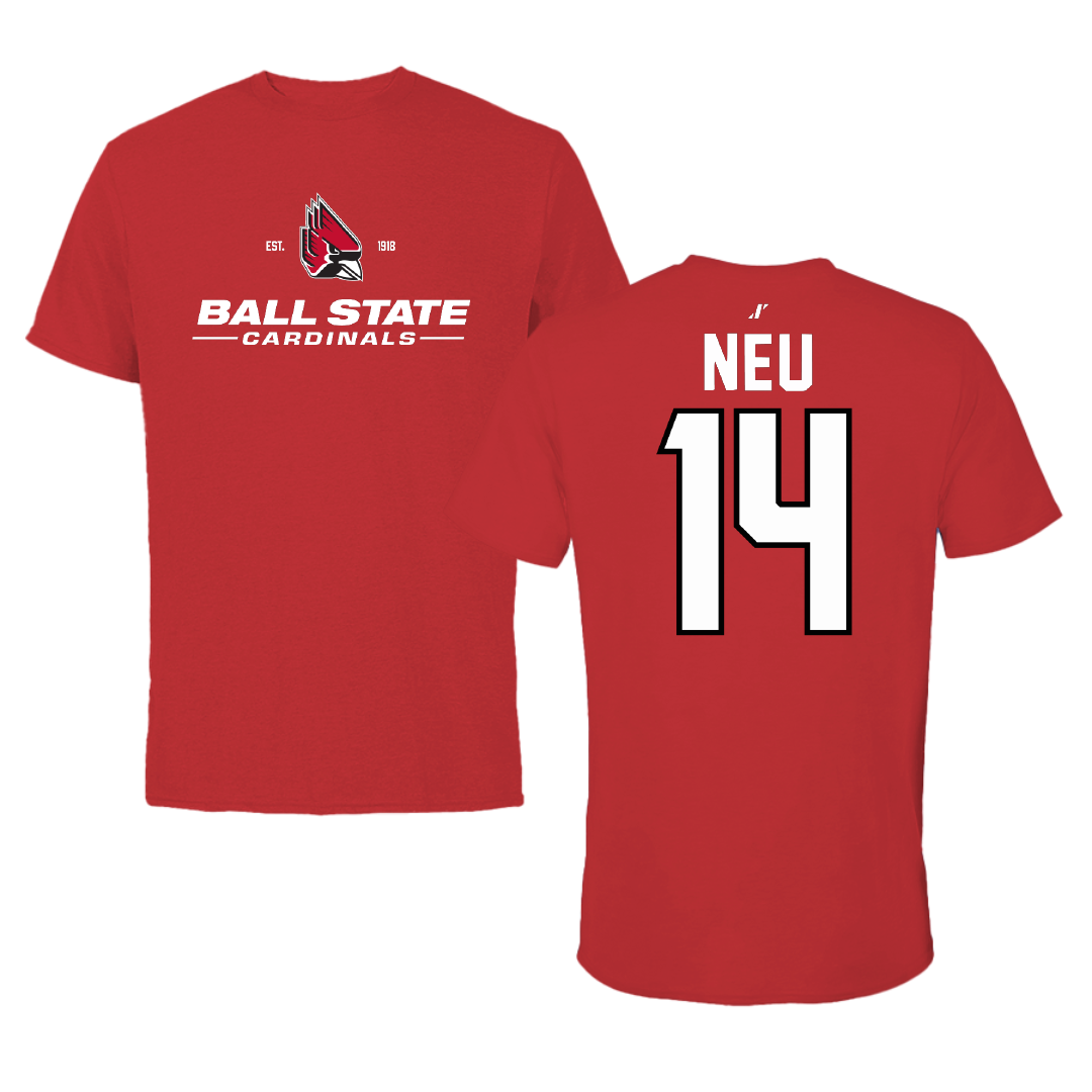 Ball State University Football Red General Tee - #14 Carson Neu
