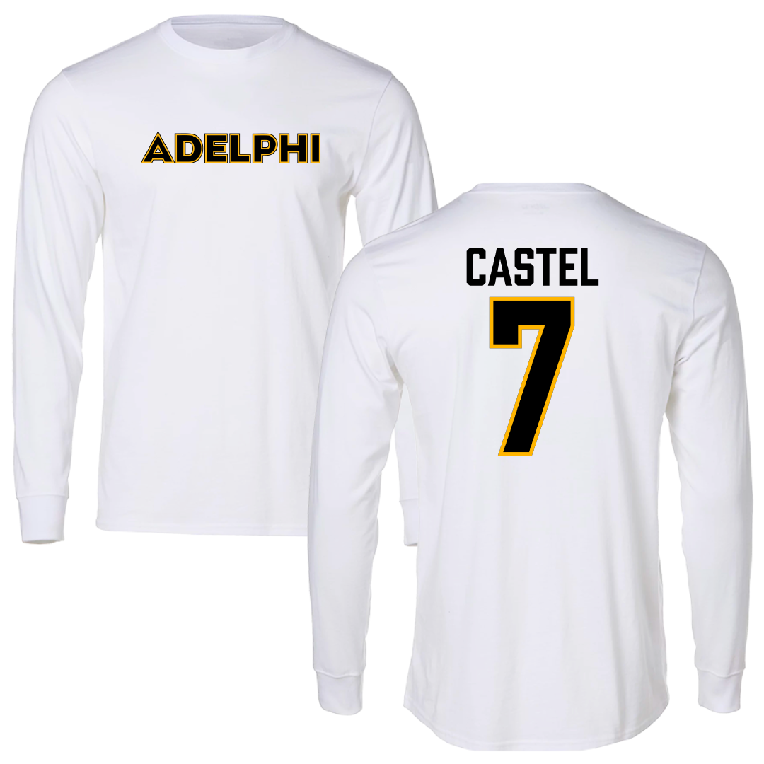 Adelphi University Soccer White Performance Long Sleeve - #7 Victor Castel