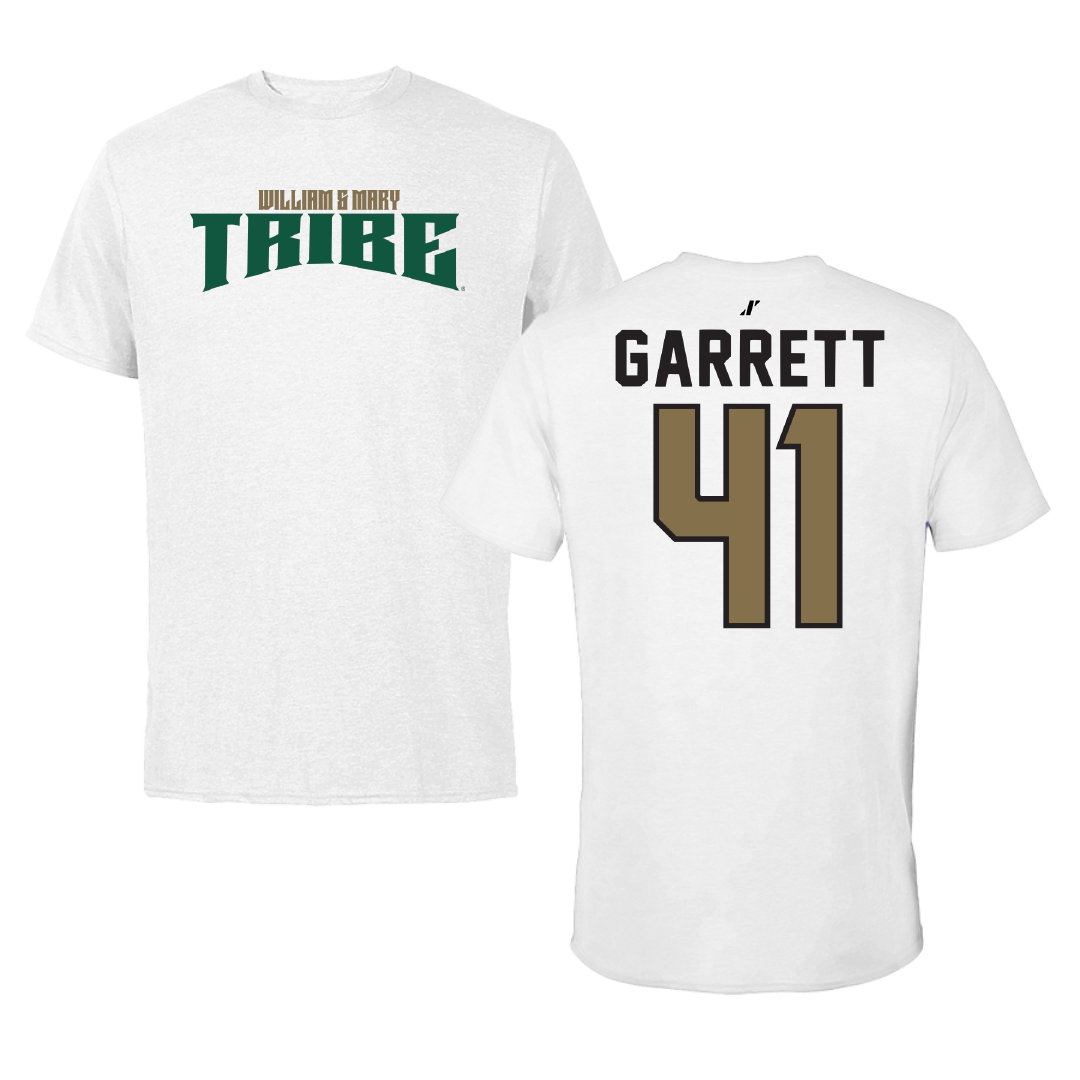 William & Mary Football White Classic Tee - #41 Tyson Garrett