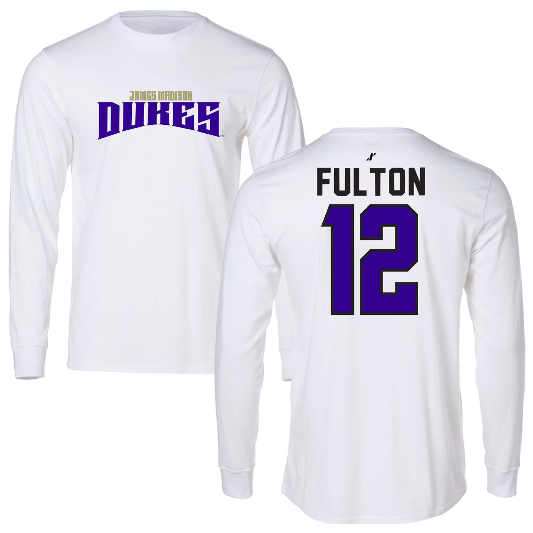 James Madison University Softball White Classic Long Sleeve - #12 Lauren Fulton
