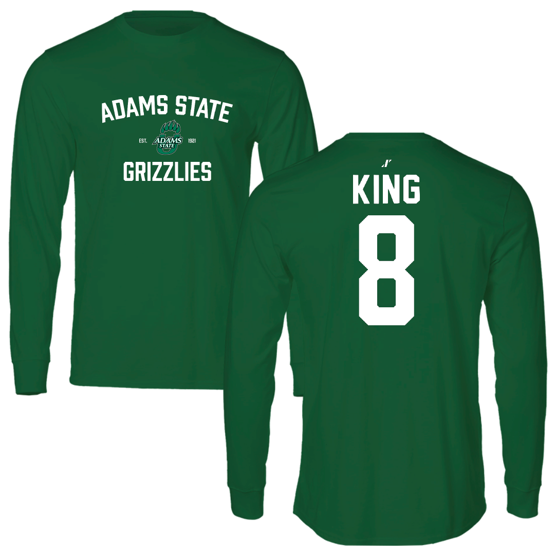 Adams State University Basketball Green General Performance Long Sleeve - #8 Jayce King