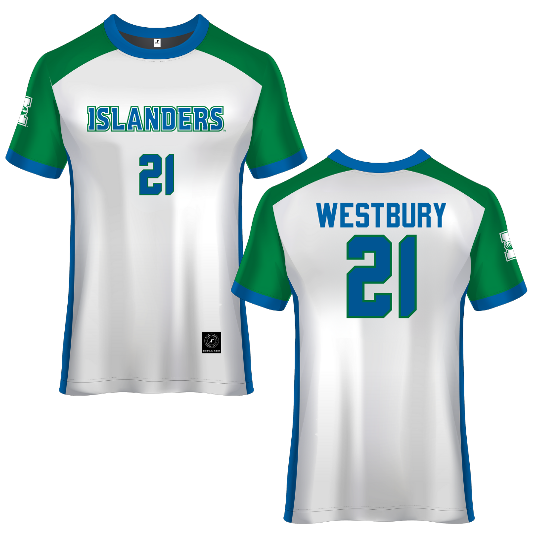 Texas A&M University-Corpus Christi White Soccer Jersey - #21 Morgan Westbury