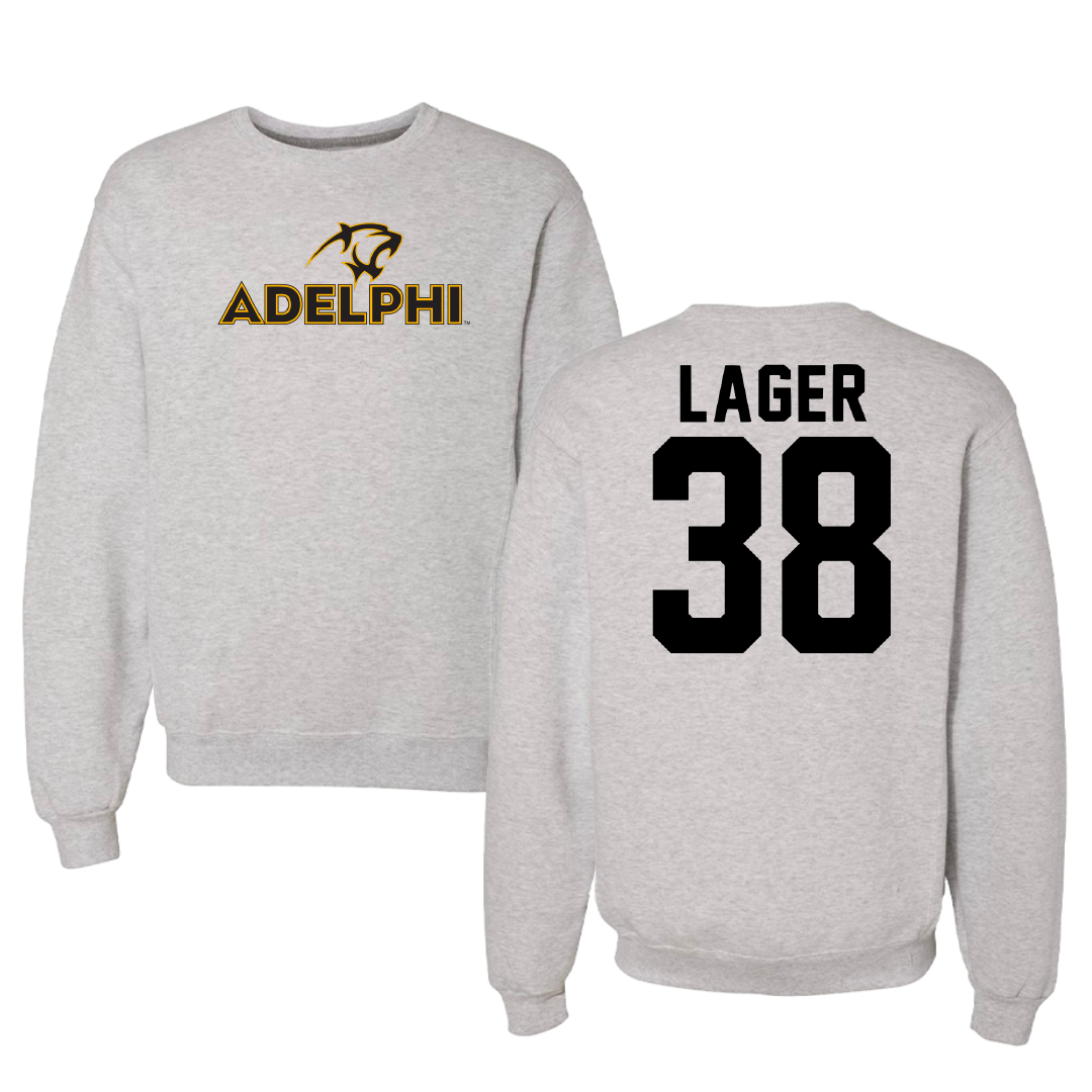 Adelphi University Soccer Gray Crewneck - #38 Ethan Lager
