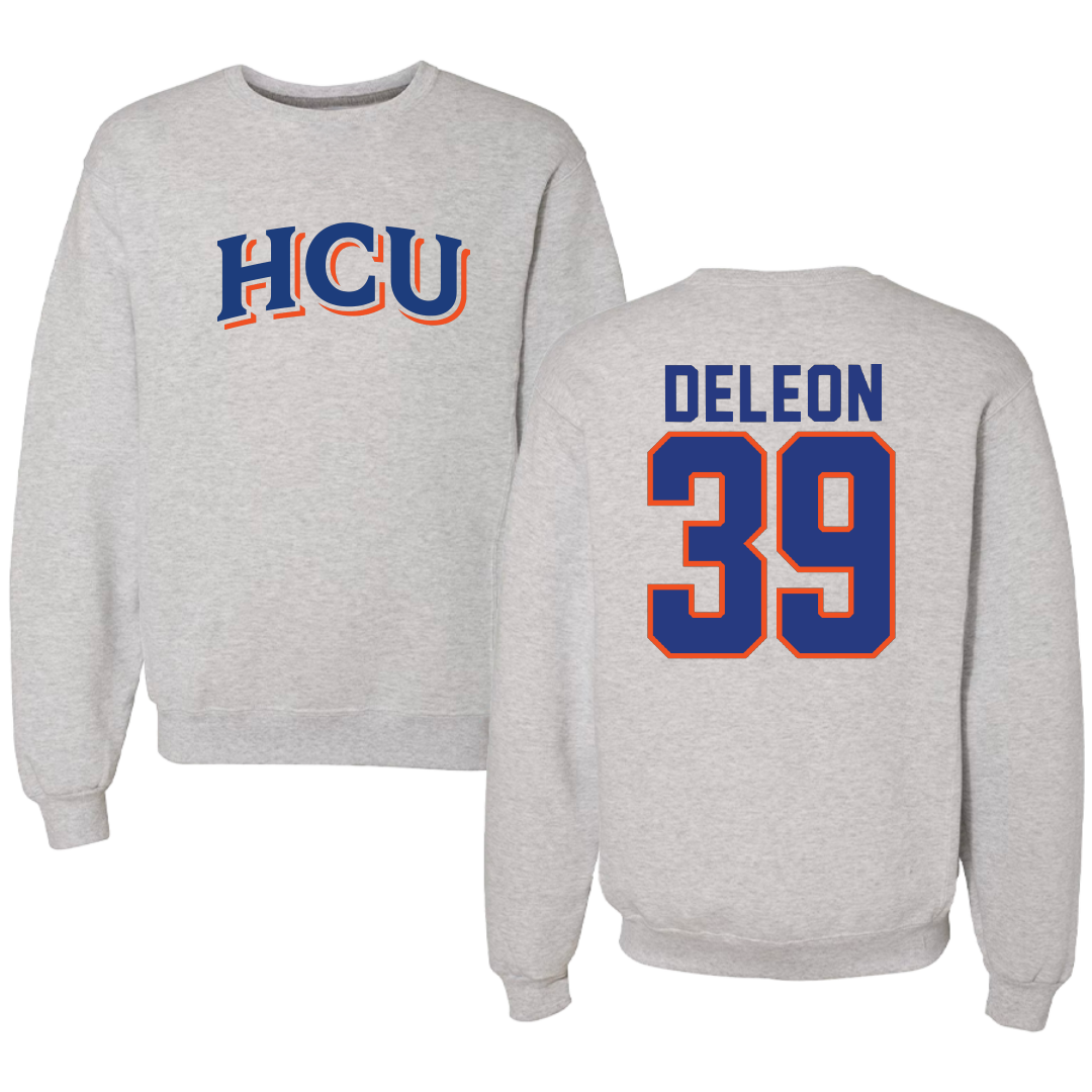 Houston Christian University Baseball Gray Crewneck - #39 Aidan DeLeon