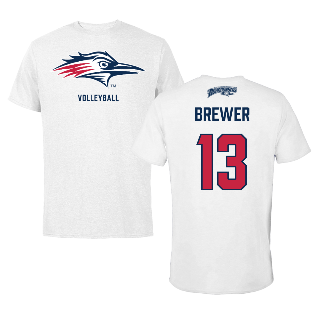 Metropolitan State University of Denver Volleyball White Performance Tee - #13 GabriElle Brewer