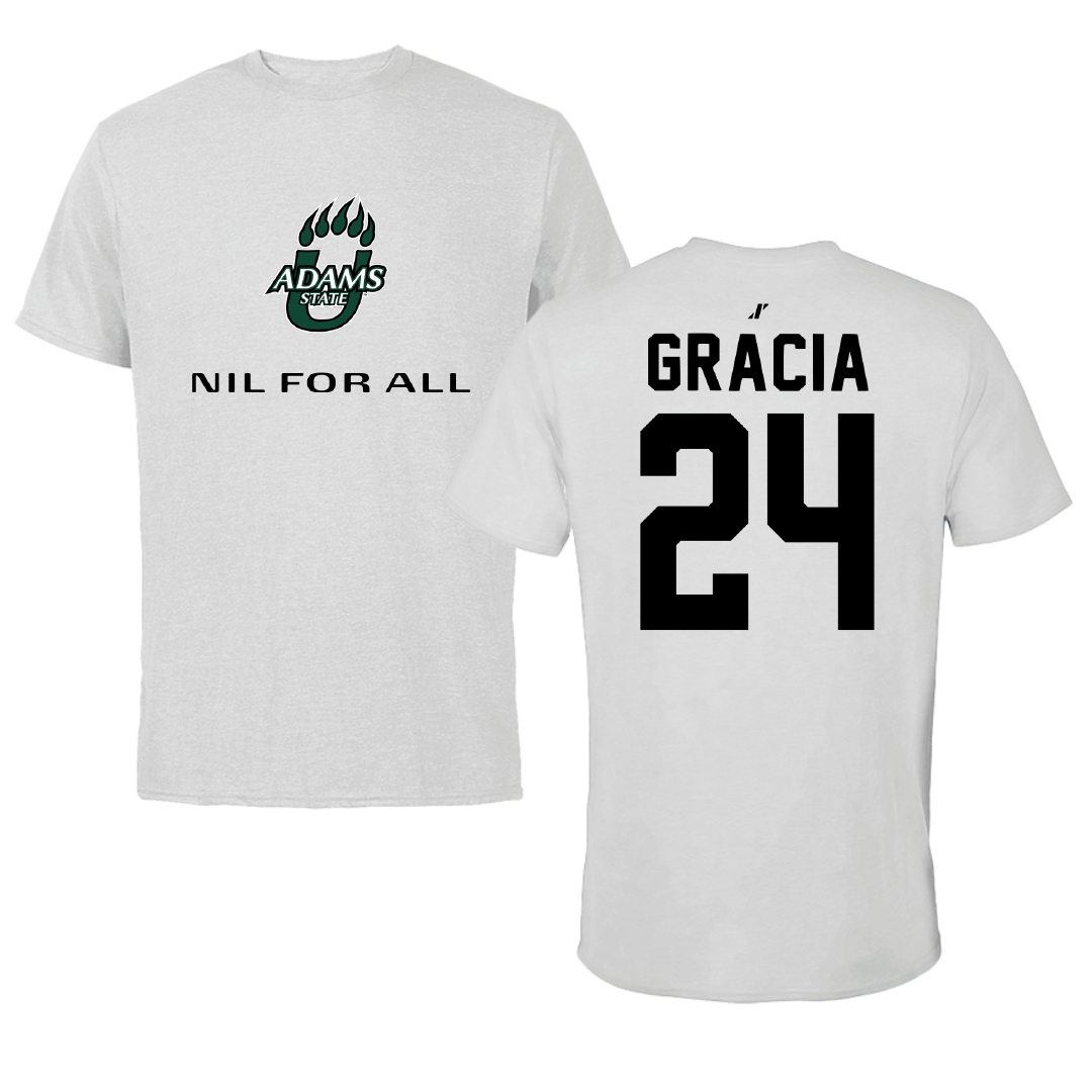 Adams State University Baseball Light Gray NIL for ALL Tee - #24 Chris Gracia