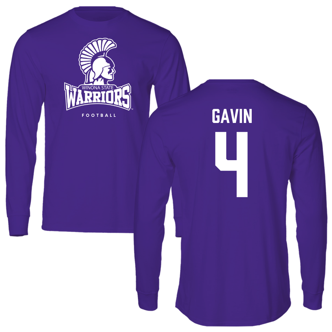Winona State University Football Purple Long Sleeve - #4 Ty Gavin