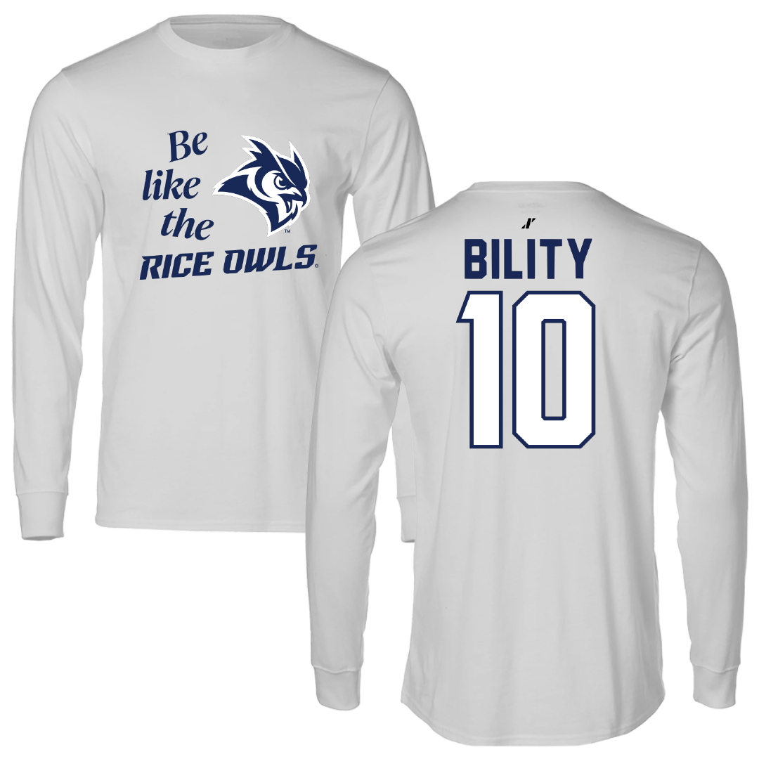 Rice University Football Light Gray Be Like Us Long Sleeve - #10 Moh Bility