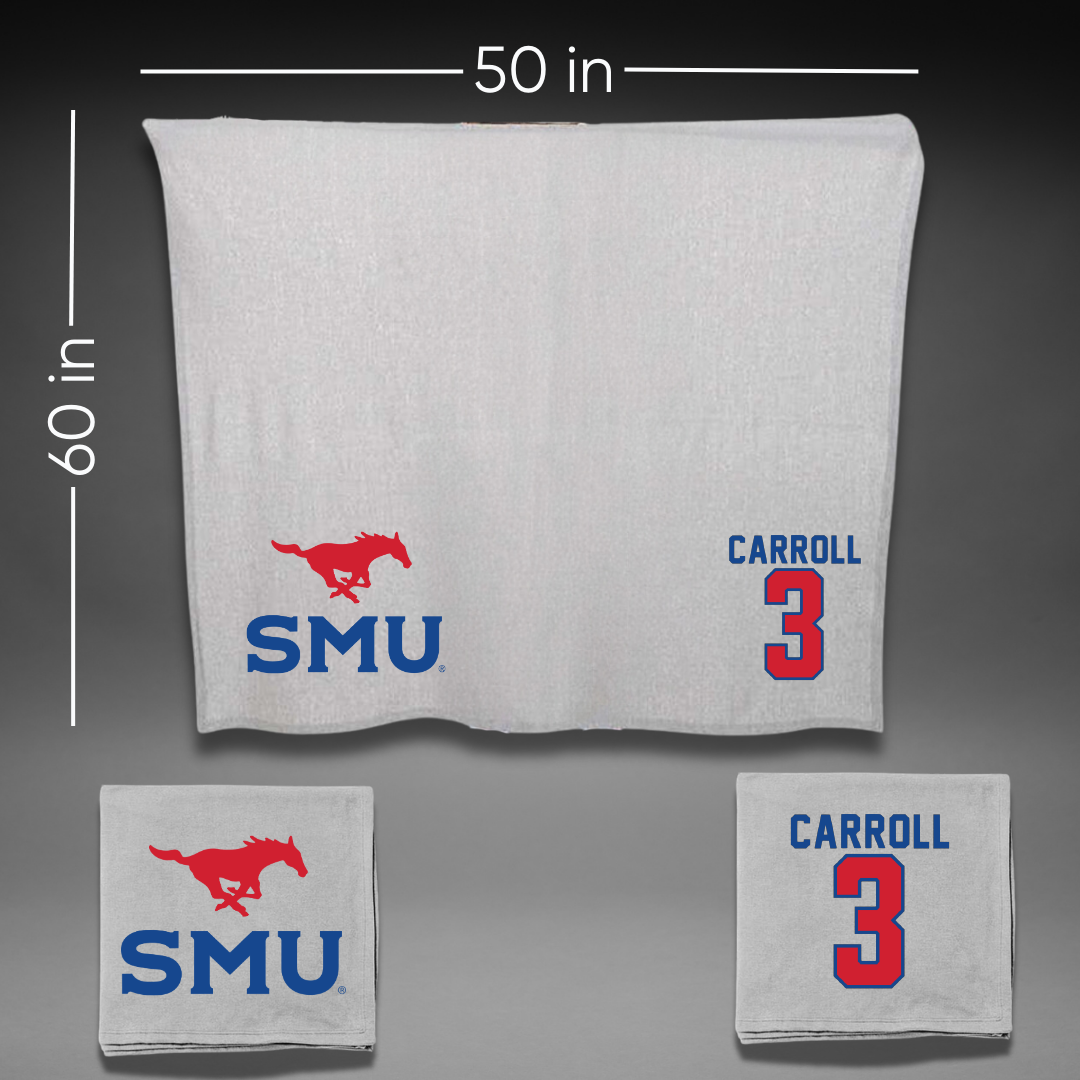 Southern Methodist University Football Gray Blanket - #3 Jamarion Carroll