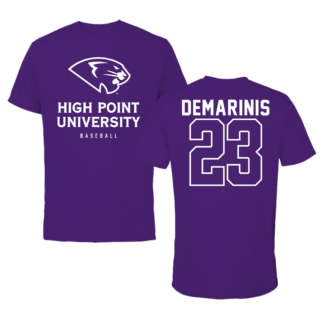 High Point University Baseball Purple Performance Tee - #23 Rocco DeMarinis