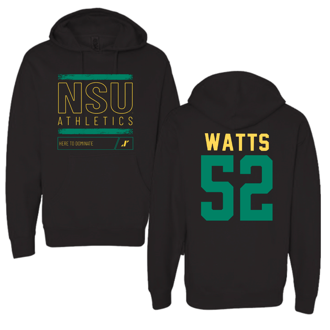 Norfolk State University Football Black Dominate Hoodie - #52 Matthieu Watts