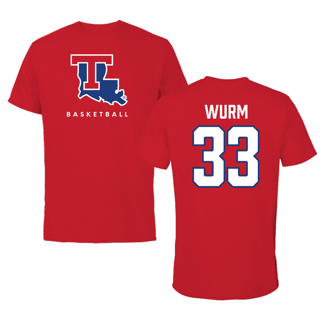 Louisiana Tech University Basketball Red Performance Tee - #33 Mackenzie Wurm