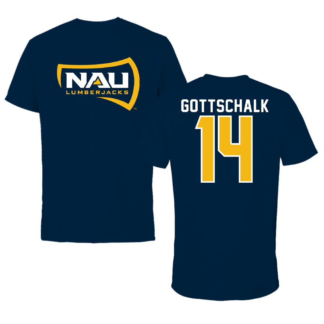 Northern Arizona University Volleyball Navy Lumberjacks Performance Tee - #14 Avery Gottschalk