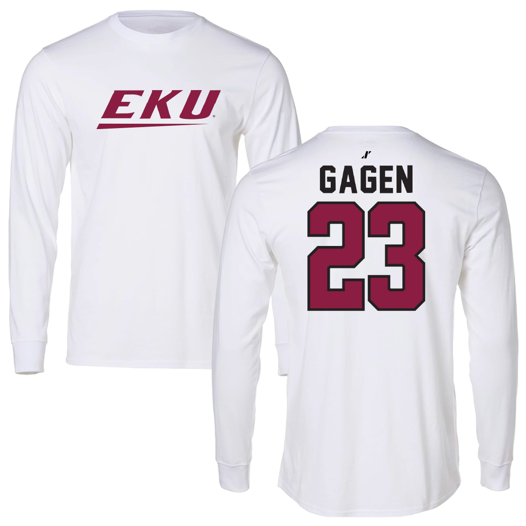 Eastern Kentucky University Baseball White Long Sleeve - #23 Bradley Gagen