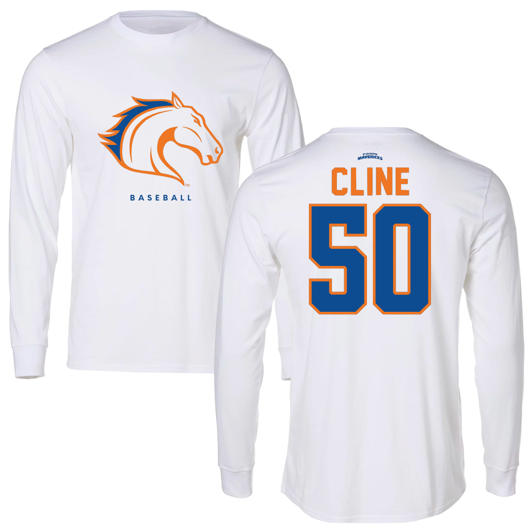 University of Texas at Arlington Baseball White Performance Long Sleeve - #50 Caden Cline