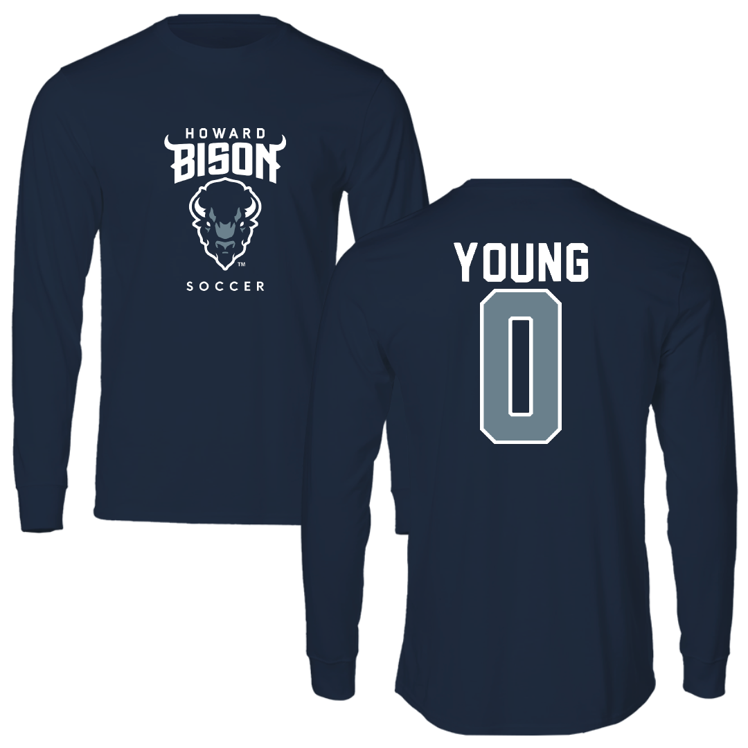 Howard University Soccer Navy Long Sleeve - #0 Nya-Grace Young