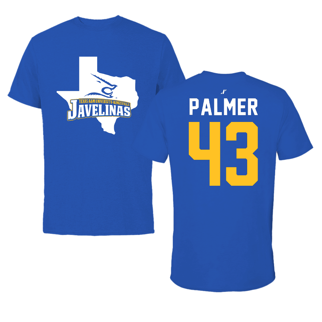 Texas A&M University-Kingsville Football Blue State Performance Tee - #43 Tyler Palmer
