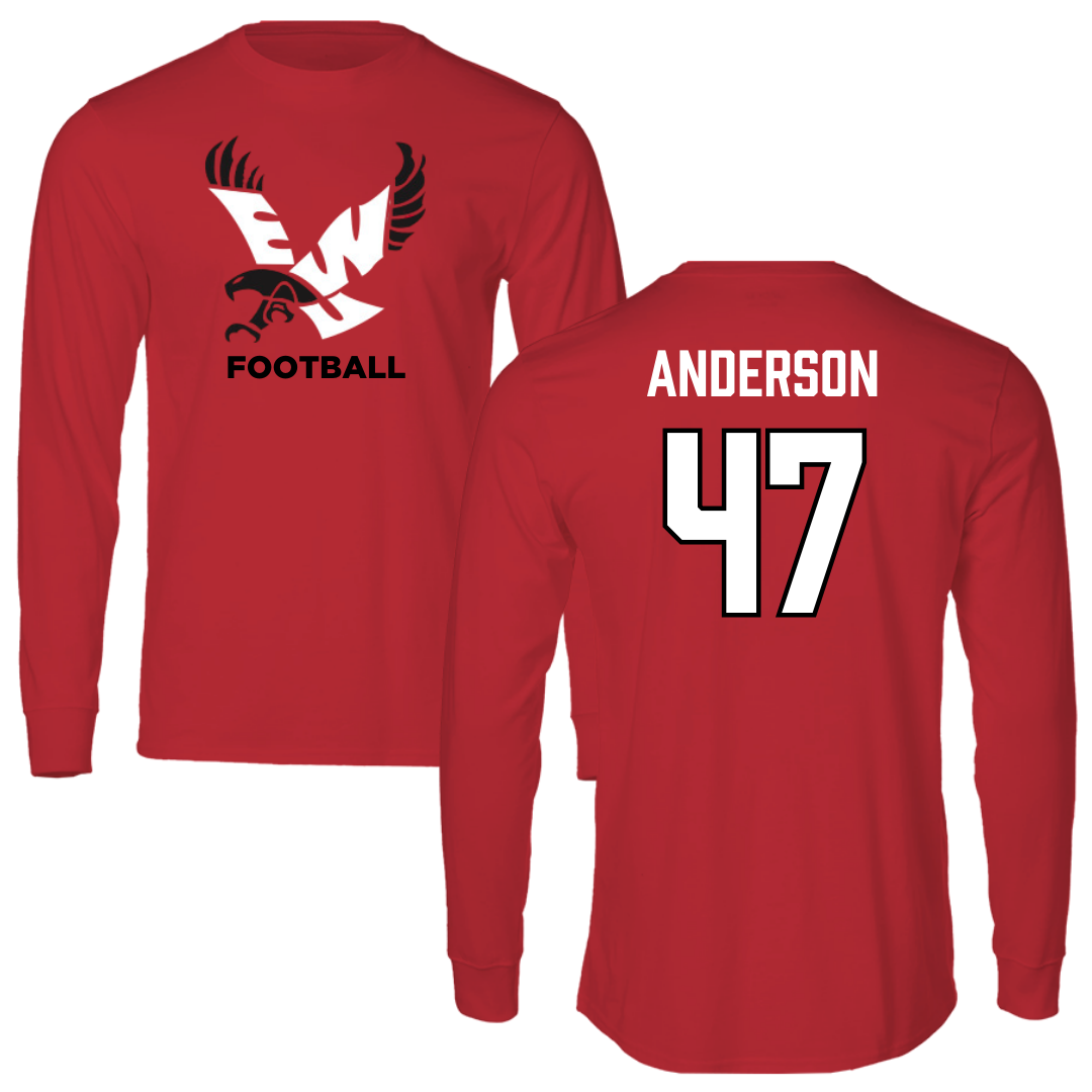 Eastern Washington University Football Red EWU Long Sleeve - #47 Samarai Anderson