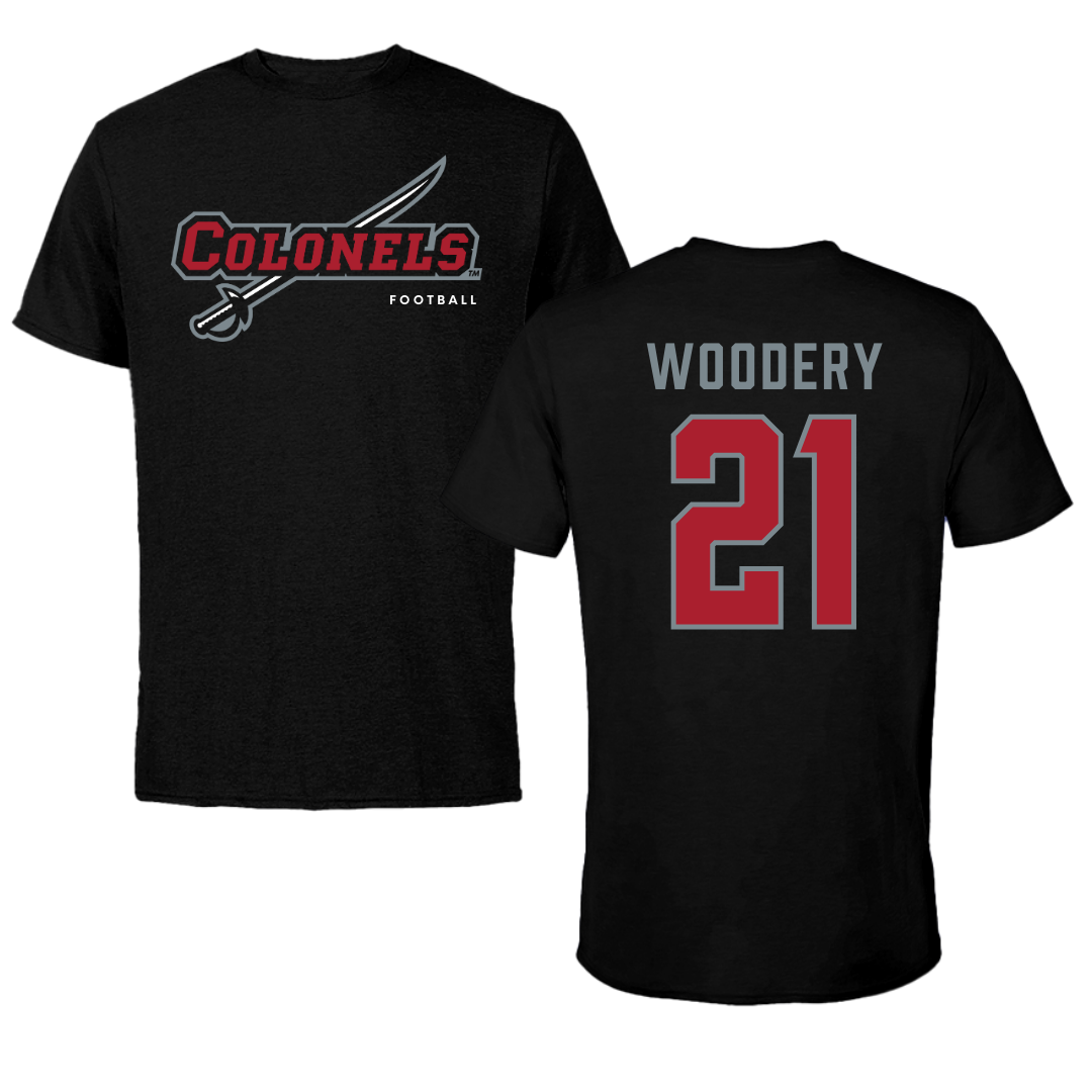 Nicholls State University Football Black Performance Tee - #21 Malik Woodery
