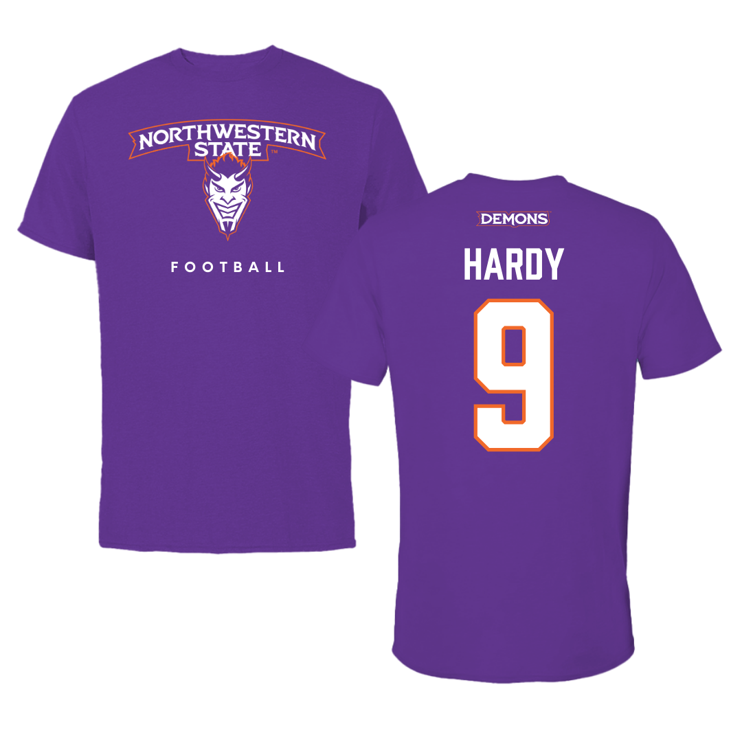 Northwestern State University Football Purple Mascot Performance Tee - #9 Cam Hardy