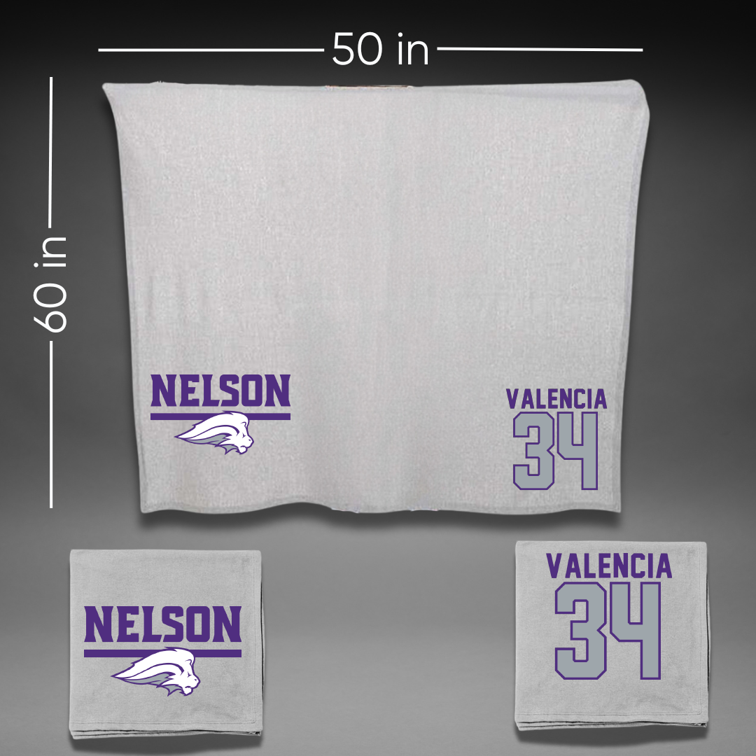 Nelson University Soccer Gray Blanket - #34 Eli Valencia