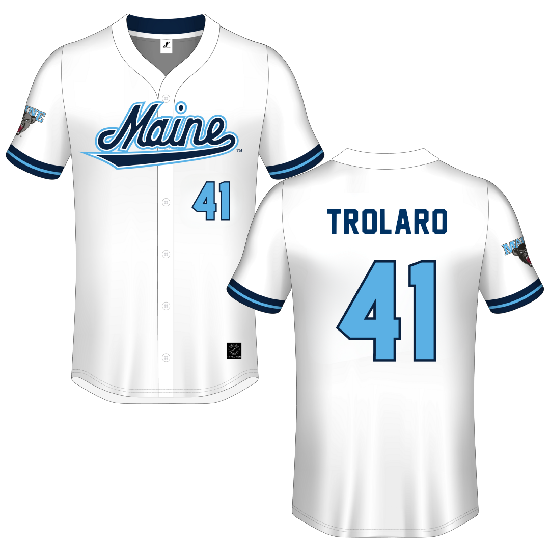 University of Maine White Button-Down Jersey - #41 Chase Trolaro