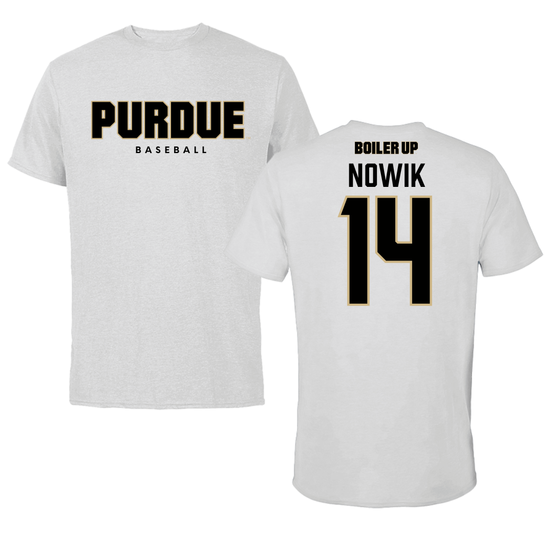Purdue University Baseball Solid Athletic Gray Performance Tee - #14 Breck Nowik