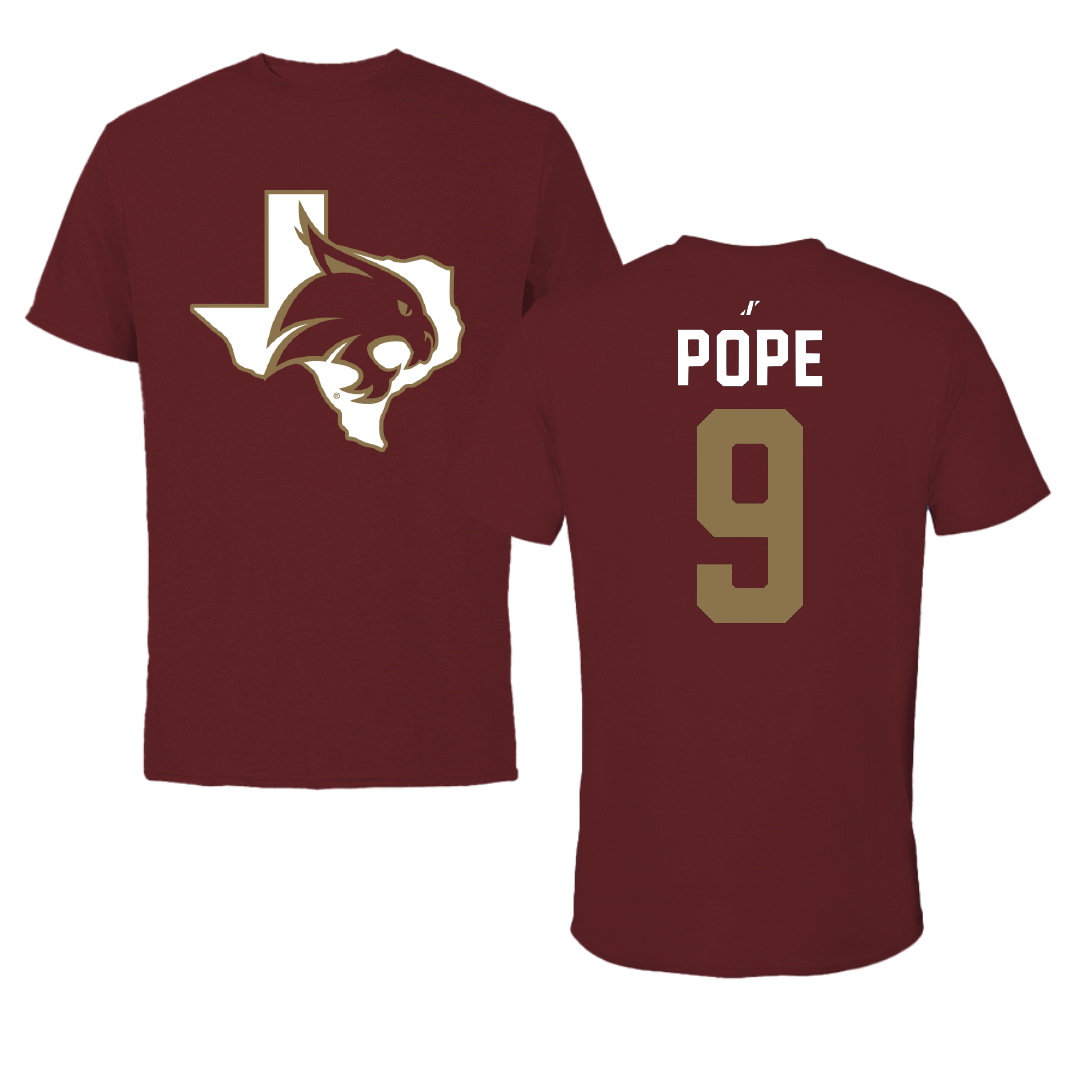 Texas State University Basketball Maroon State Tee - #9 Tylan Pope