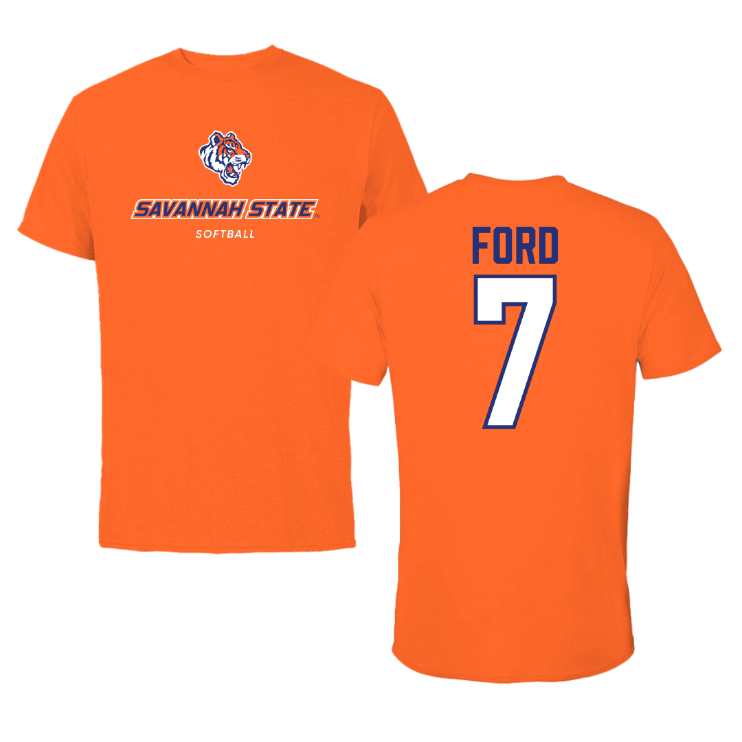 Savannah State University Softball Orange Performance Tee - #7 Zorianna Ford