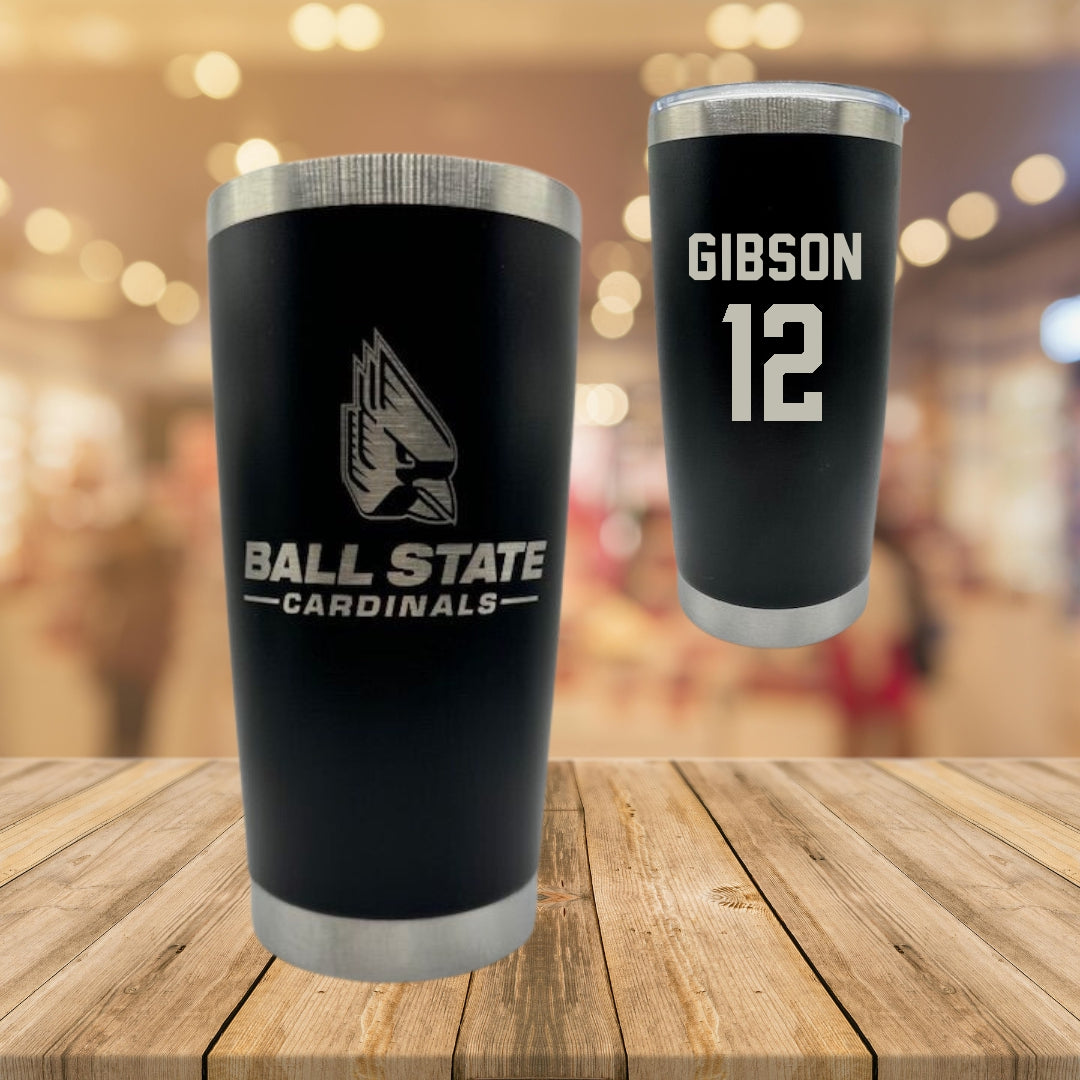 Ball State University Softball Black Stainless Steel Tumbler - #12 Kaitlyn Gibson