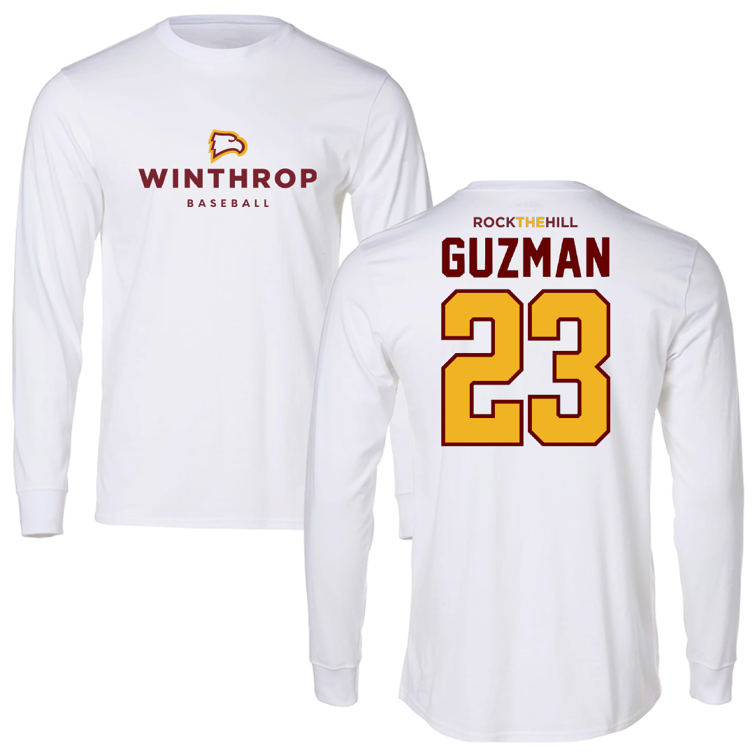 Winthrop University Baseball White Long Sleeve - #23 Randy Guzman