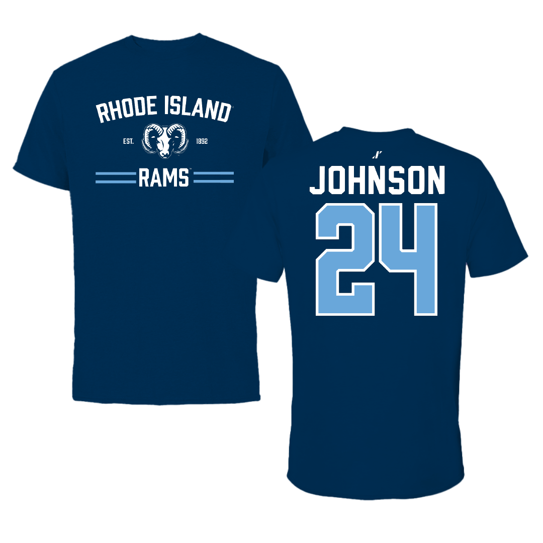 University of Rhode Island Football Navy General Tee - #24 Ayinde Johnson