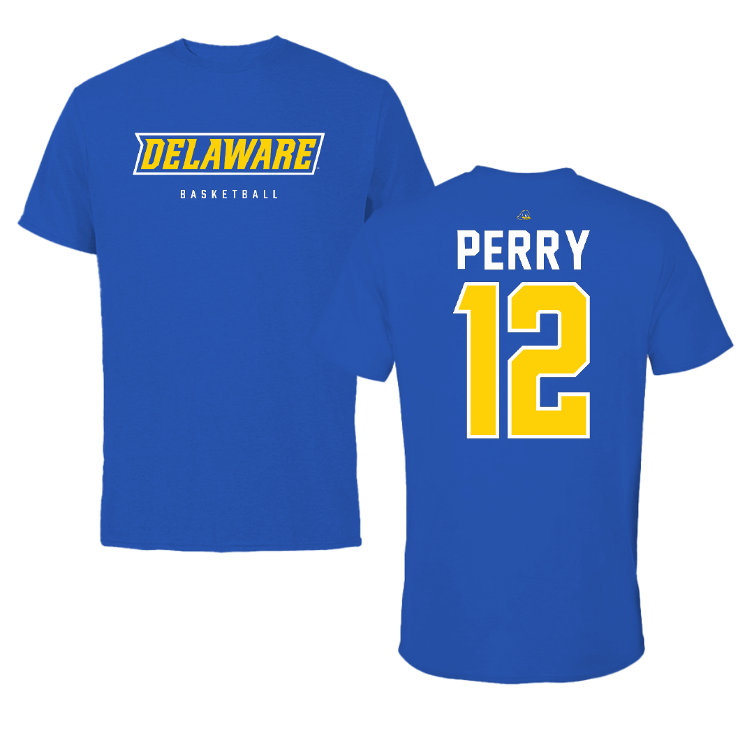 University of Delaware Basketball Blue Block Performance Tee - #12 Jiya Perry