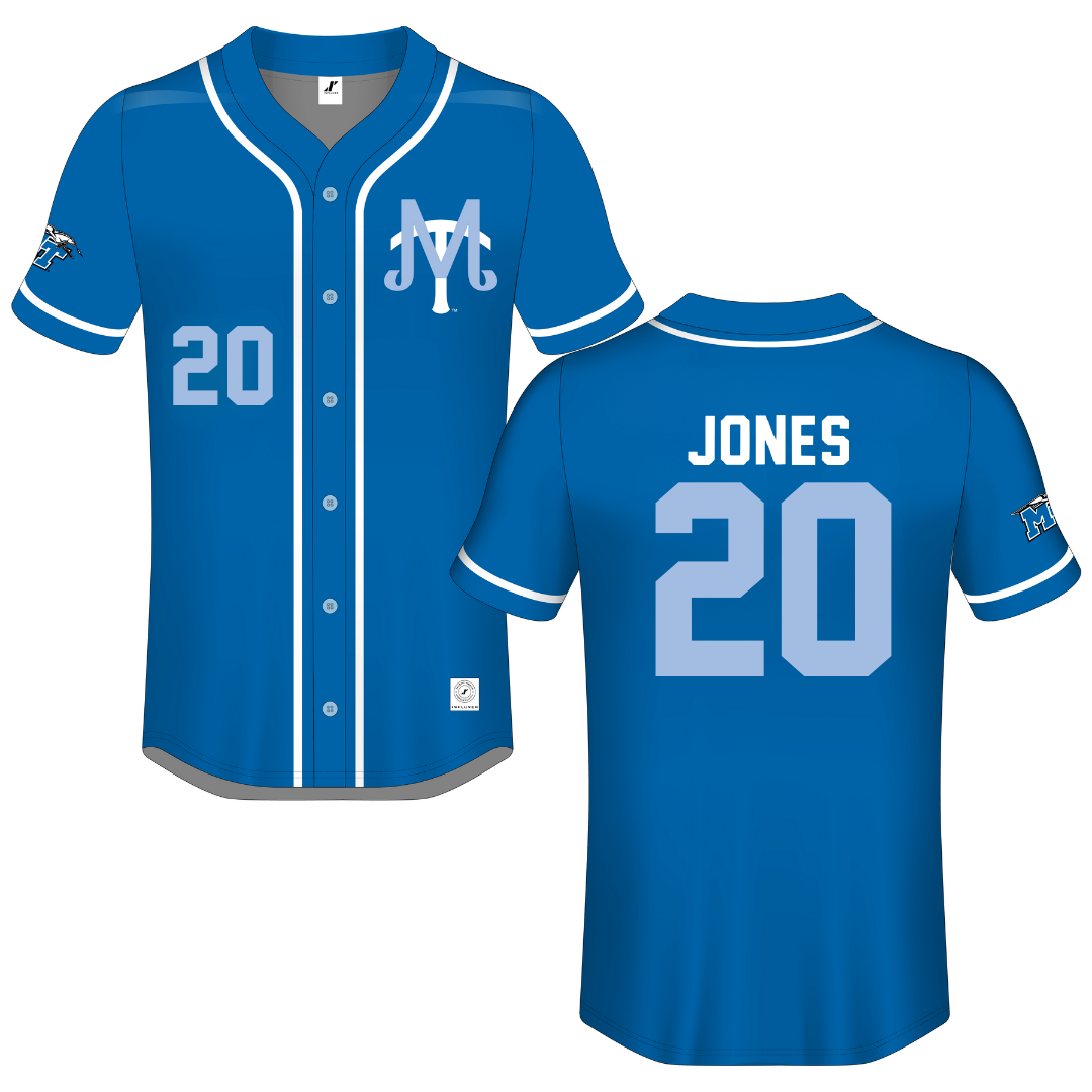 Middle Tennessee State University Blue Button-Down Jersey - #20 Lani Jones