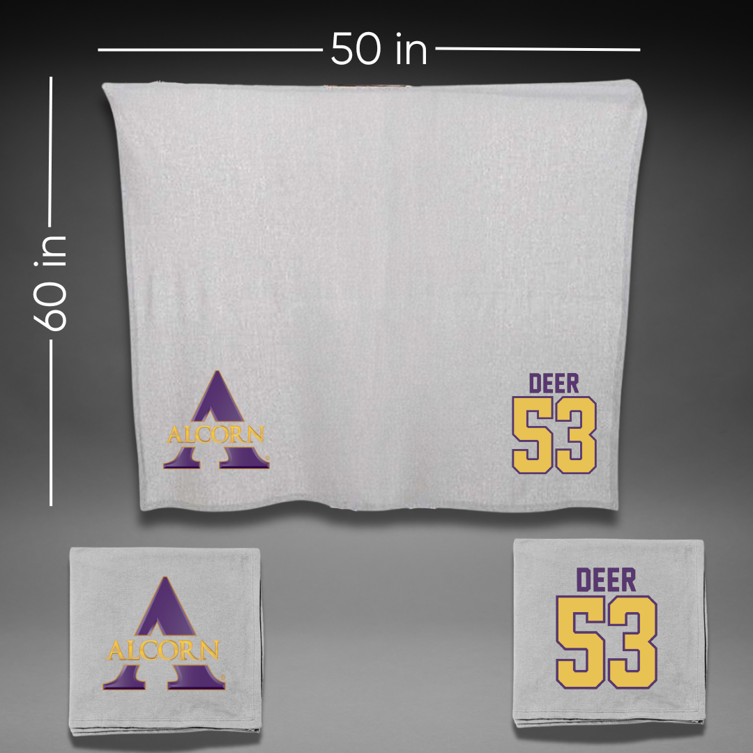 Alcorn State University Football Gray Blanket - #53 Tait Deer