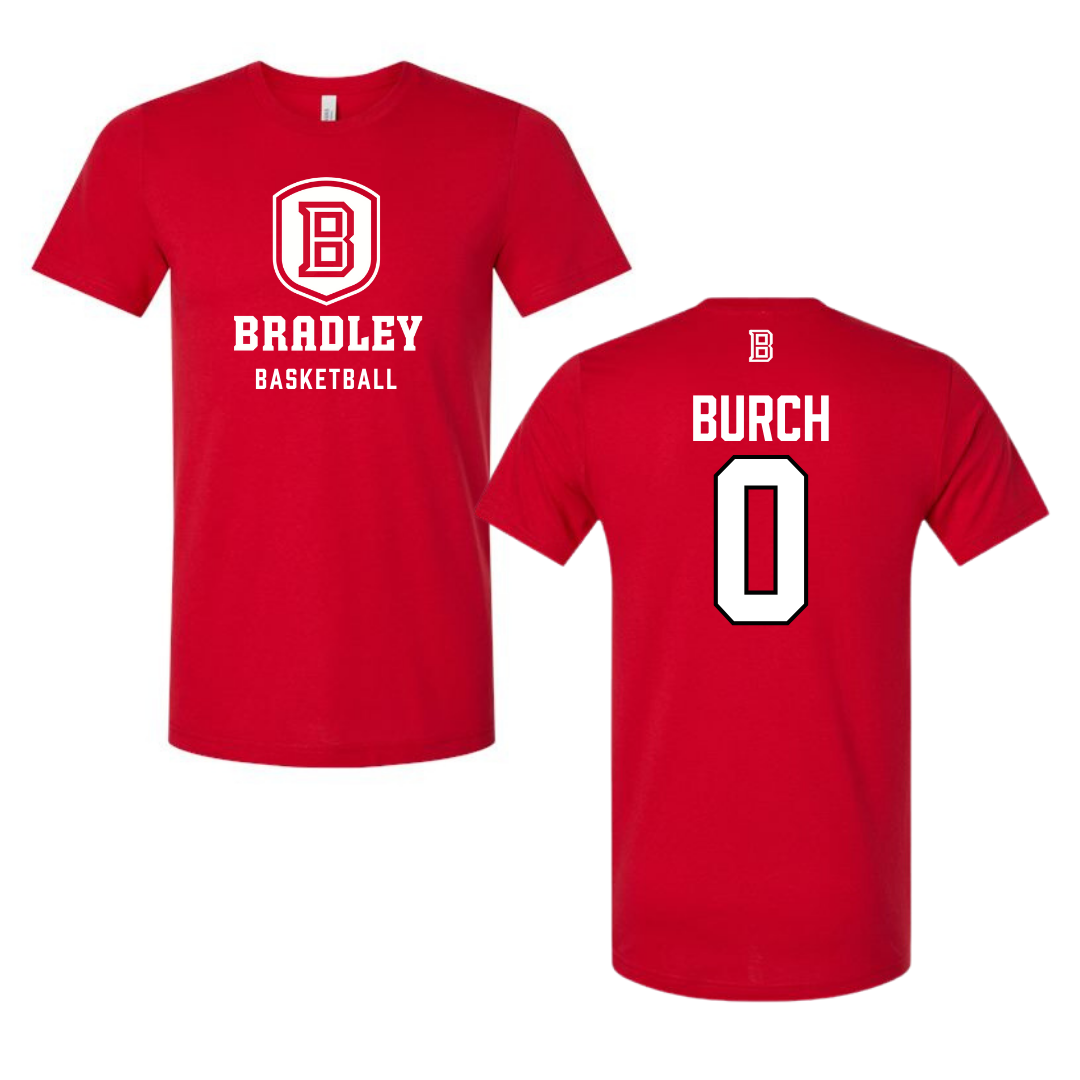 Bradley University Basketball Red Performance Tee - #0 Demarion Burch