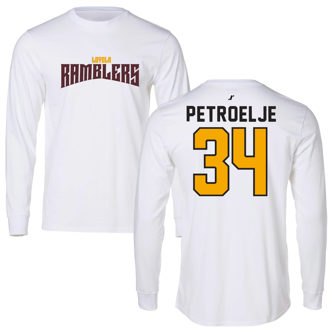 Loyola University-Chicago Basketball White Classic Performance Long Sleeve - #34 Maddie Petroelje