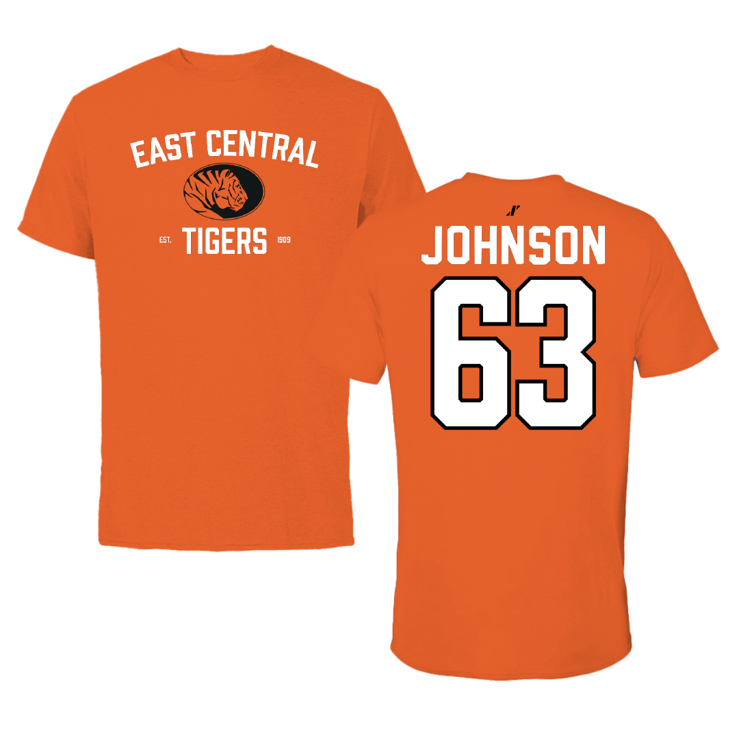 East Central University Football Orange General Performance Tee - #63 Tyson Johnson