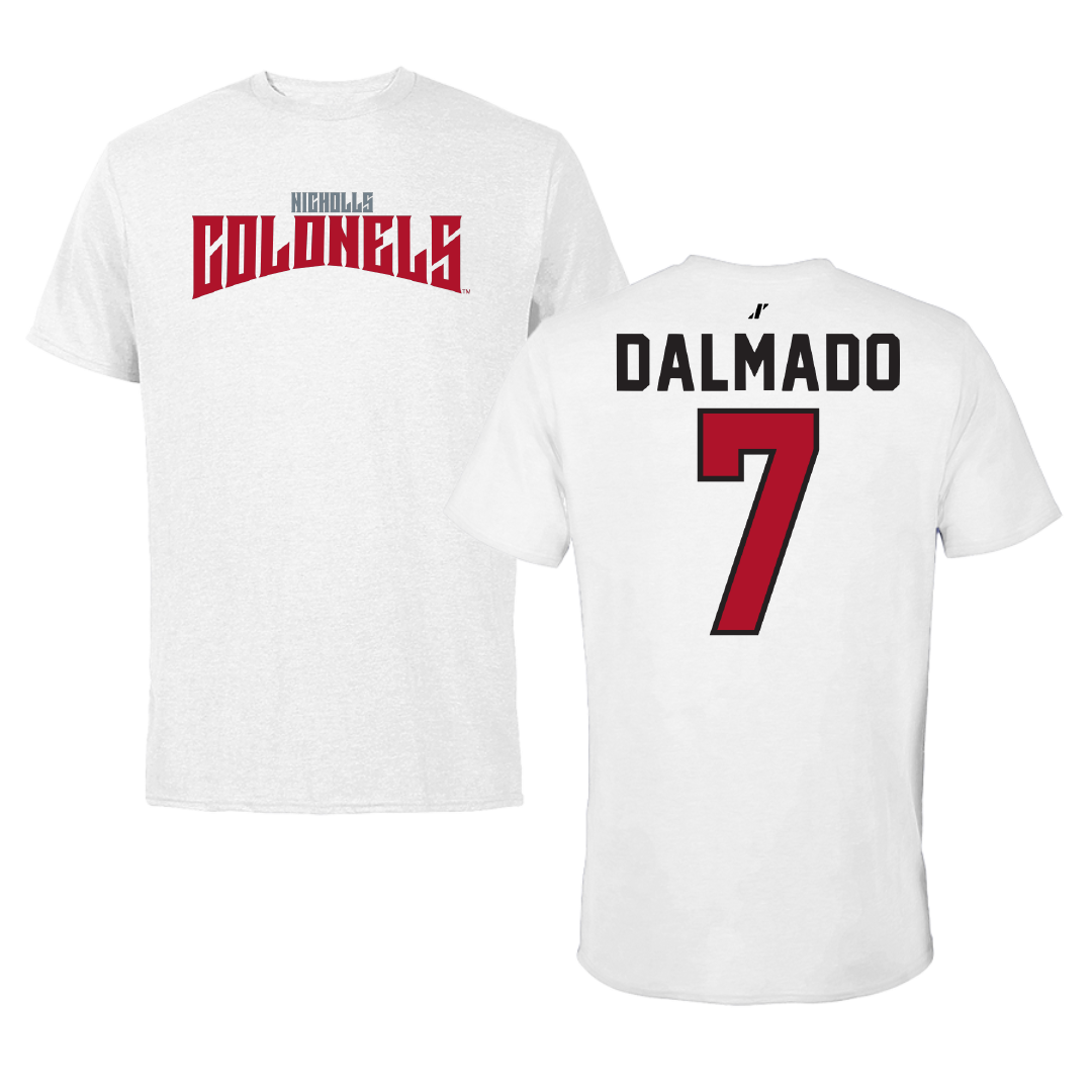 Nicholls State University Football White Classic Tee - #7 Jake Dalmado