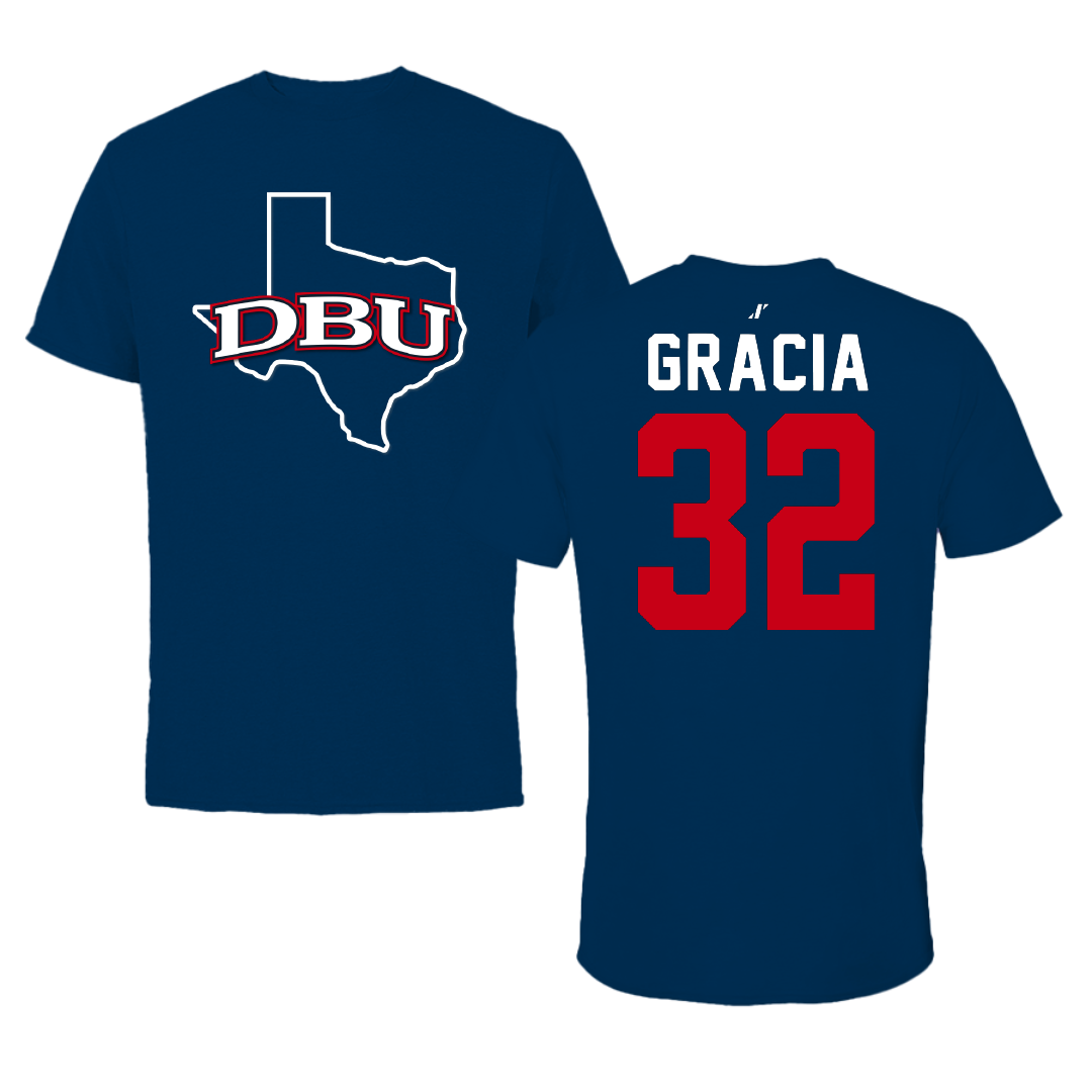 Dallas Baptist University Soccer Navy State Performance Tee - #32 Mikaela Gracia