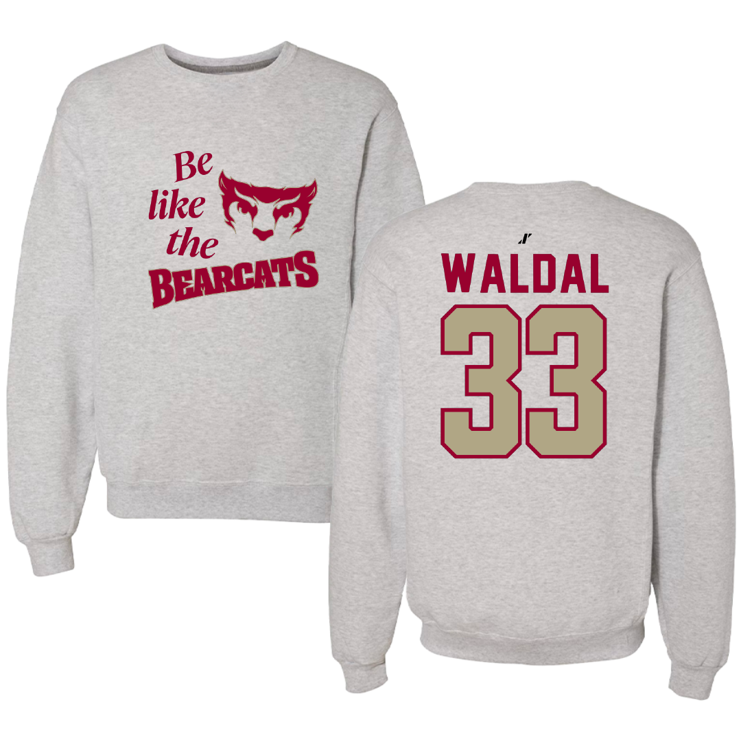 Willamette University Basketball Light Gray Be Like Us Crewneck - #33 Elyse Waldal